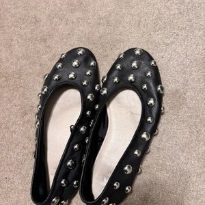 Zara Black Flats with Metallic Accents